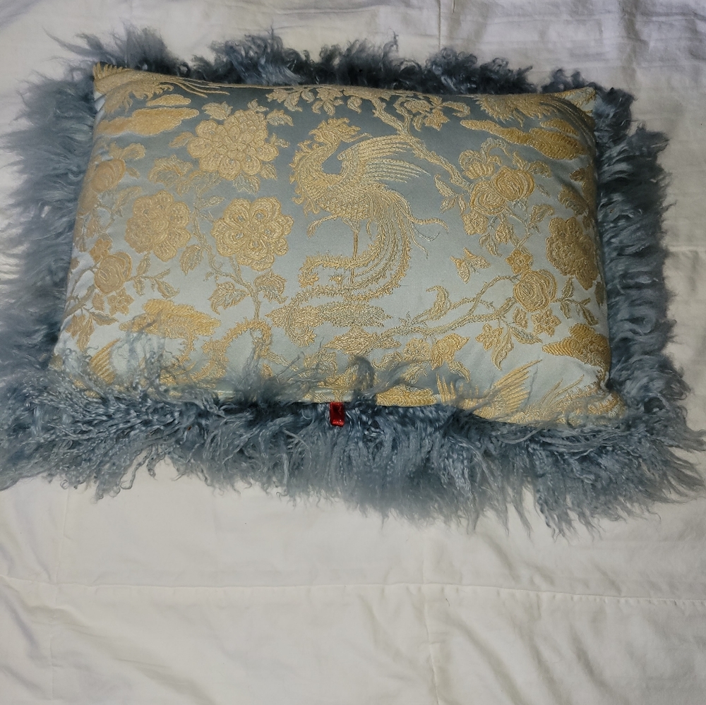Silk Brocade/Curly Lamb Pillow